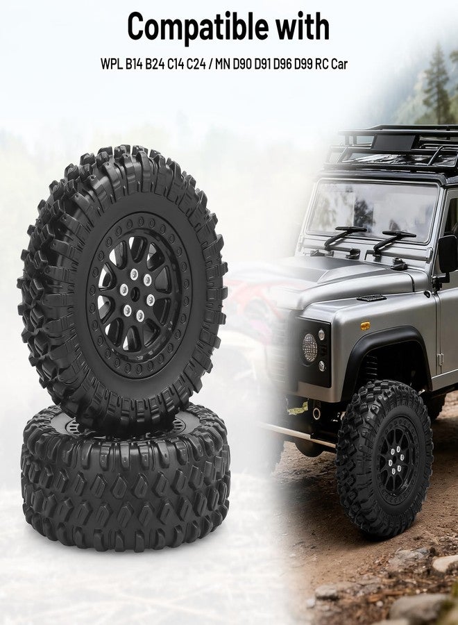 daitoku 1/12 RC Rubber Tires, daitoku RC Car Tires and Wheels for 1/12 WPL B14 B24 C14 C24 MN D90 D91 D96 D99 - Style C (Black) - Image 3